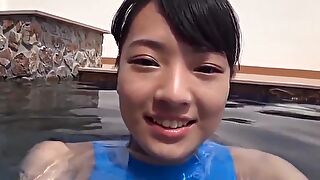 Japanese Nubile Off colour Bathing suit Transparent non - meagre